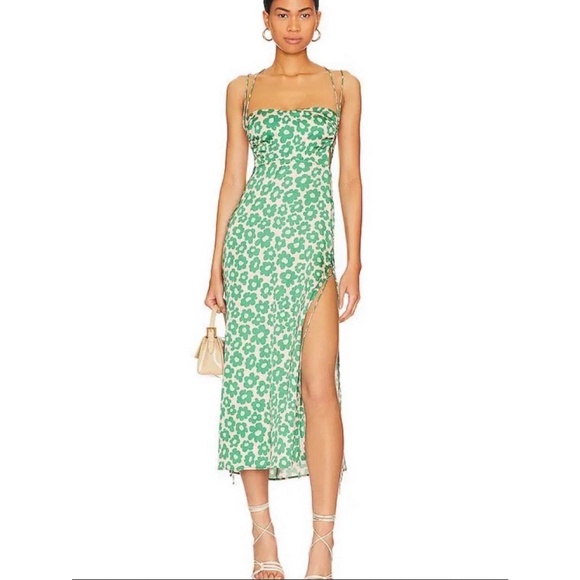 For Love & Lemons Dresses & Skirts - For Love & Lemons For Love and Lemons Lincoln Midi Dress with Lace-Up Details in